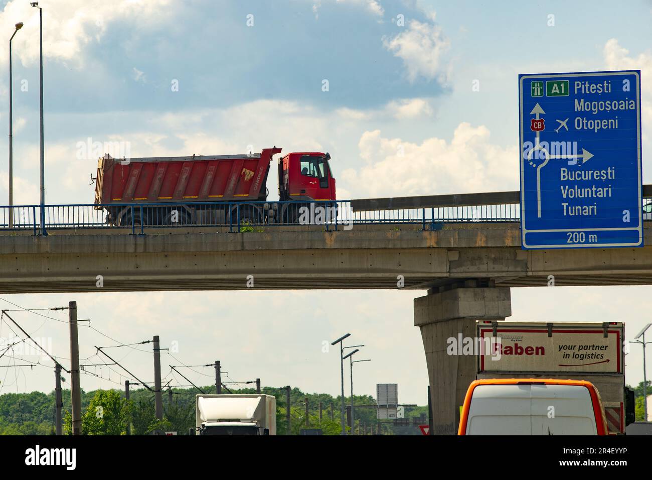Tunari, Romania - Mai 24, 2023: Overpass acros the Bucharest ring road (DMCB) This image is for editorial use only. Stock Photo