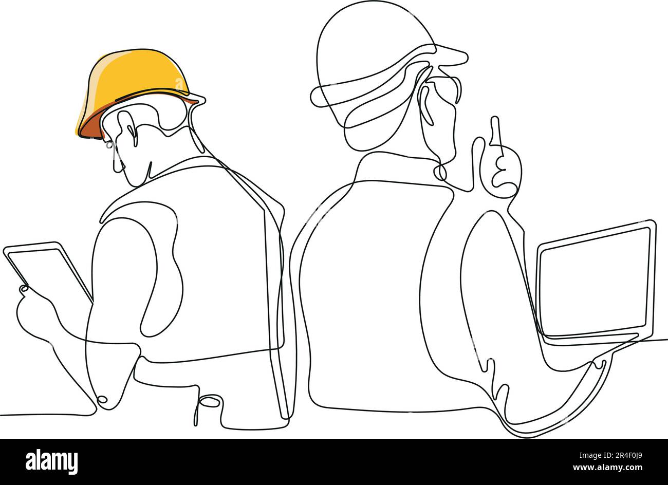 construction manager and engineer working on building site. Vector ...