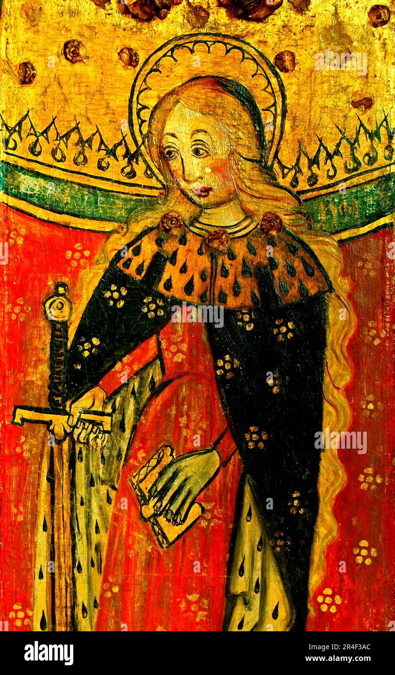 Eye church, Suffolk, St Catherine, Medieval rood screen painting ...