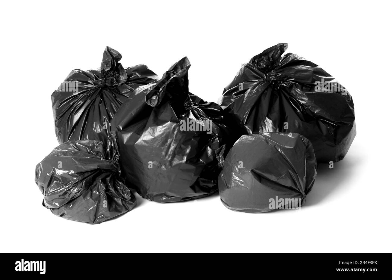 Trash bags full of garbage isolated on white Stock Photo Alamy