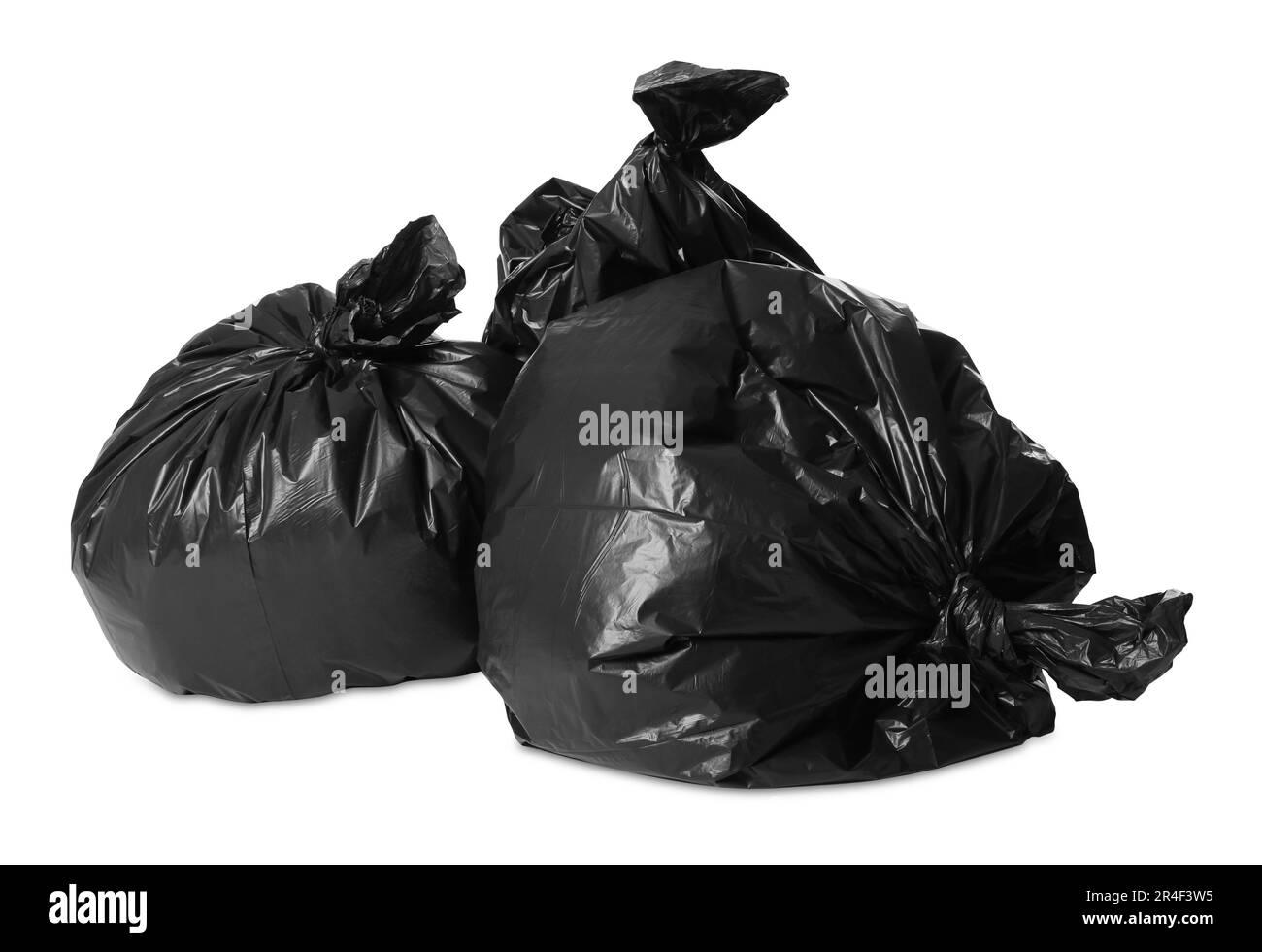 Trash bags full of garbage isolated on white Stock Photo Alamy
