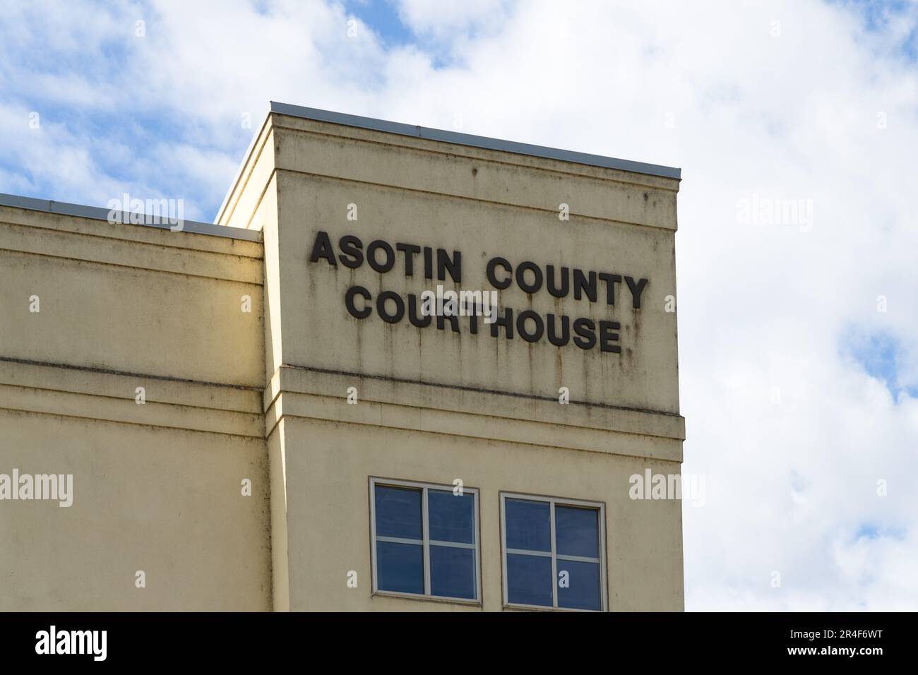 Asotin, WA, USA May 24, 2023; Asotin County Courthouse name on top