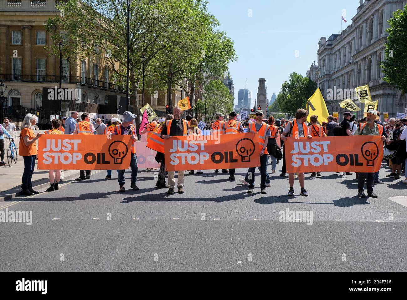 London, UK. 27th May, 2023. Activists from a variety of organisations including Republic, Extinction Rebellion (XR), Just Stop Oil (JSO) and Black Lives Matter (BLM) marched in opposition to the Public Order Bill, recently given royal ascent, and other government legislation which demonstrators say restricts peaceful protest, by criminalising actions such as locking-on and extending stop and seach powers. Credit: Eleventh Hour Photography/Alamy Live News Stock Photo