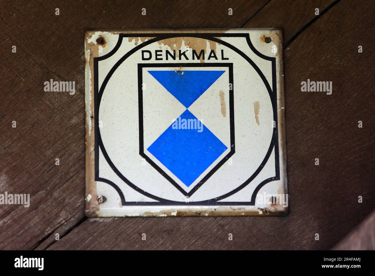 Danstedt, Germany. 26th May, 2023. A monument plaque is attached to the ...