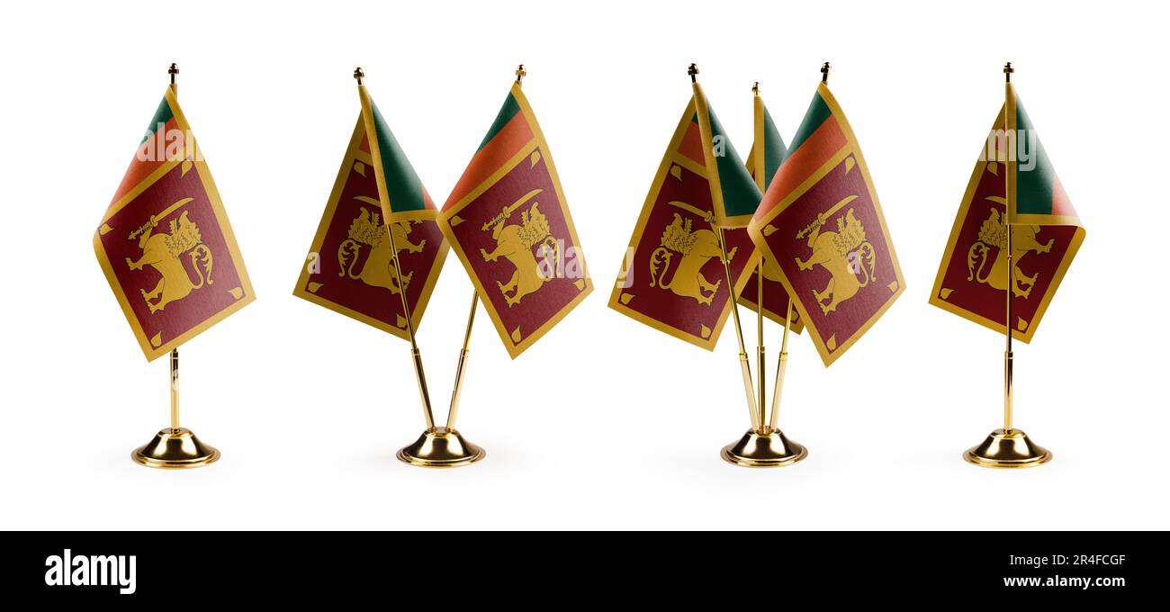 Small national flags of the Sri Lanka on a white background. Stock Photo