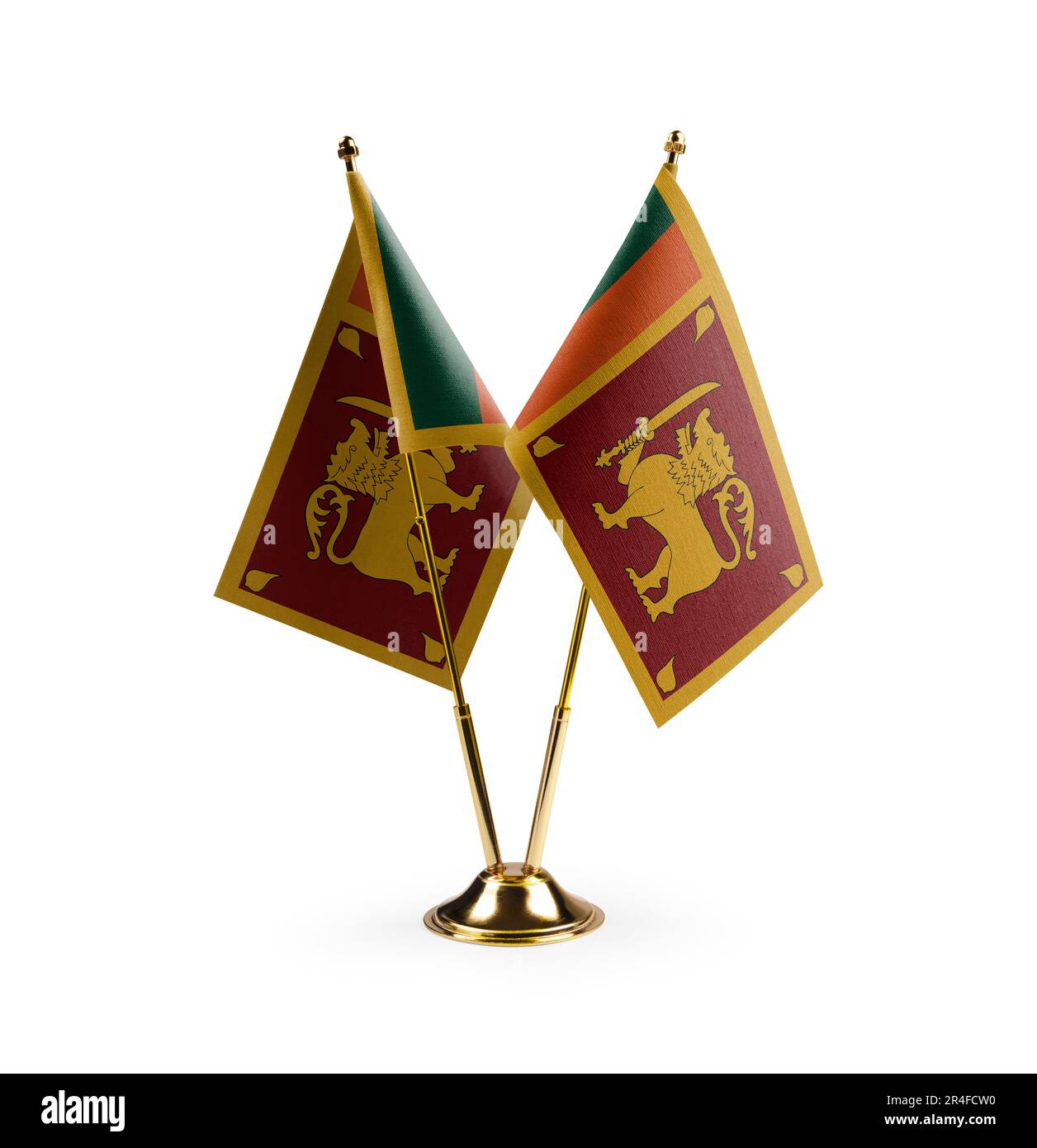 Small national flags of the Sri Lanka on a white background. Stock Photo