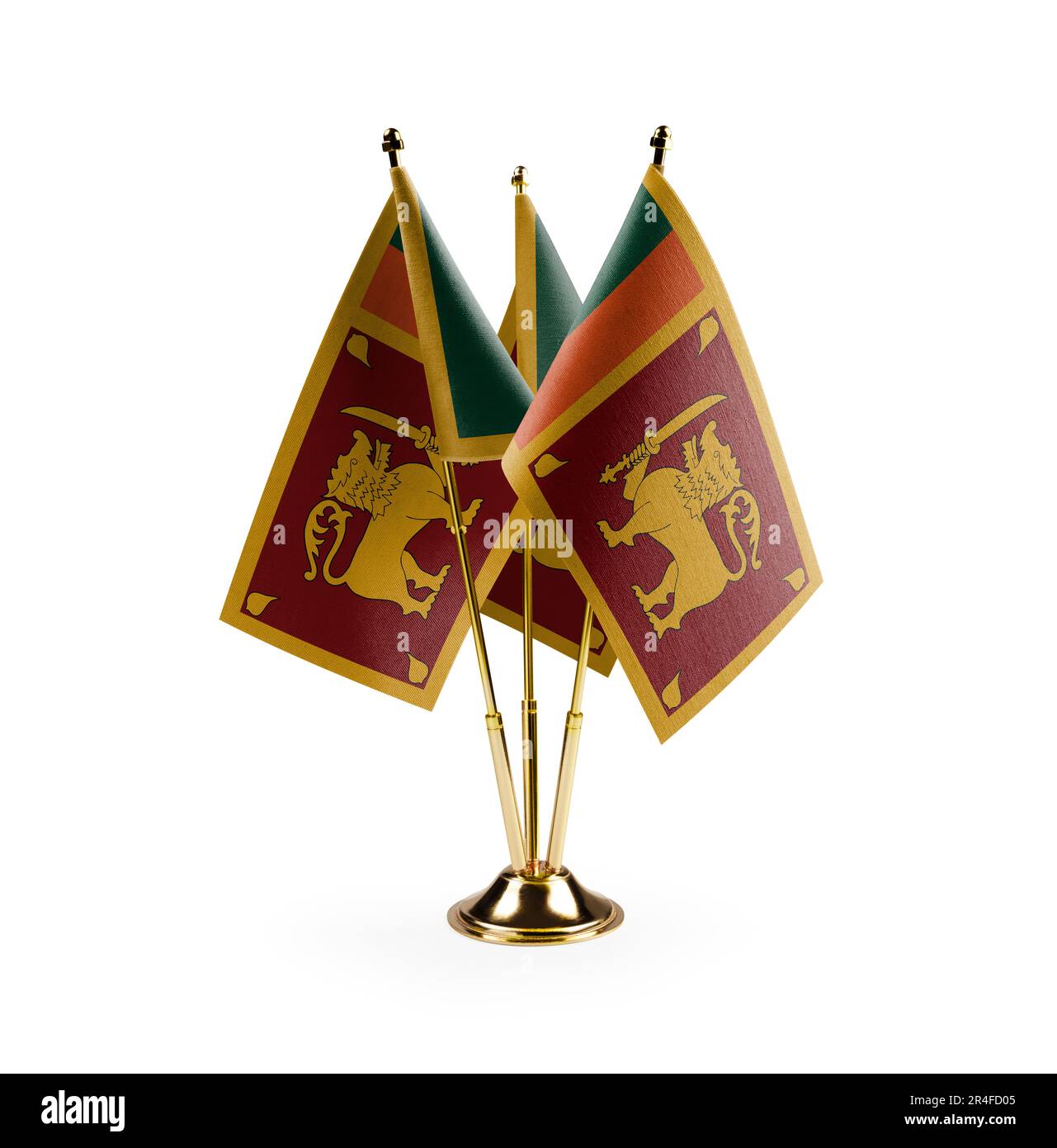 Small national flags of the Sri Lanka on a white background. Stock Photo