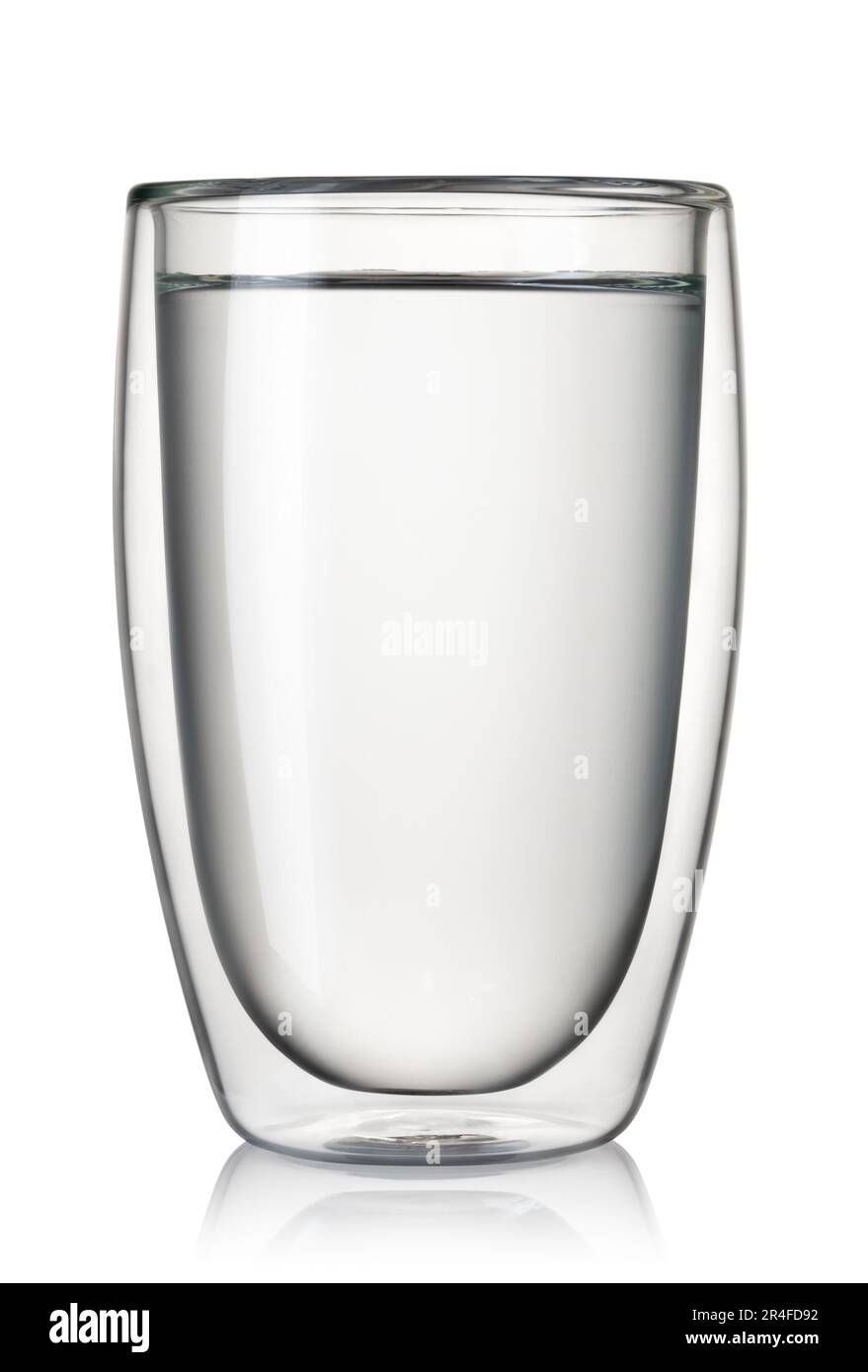 water in double wall glass isolated on white Stock Photo Alamy