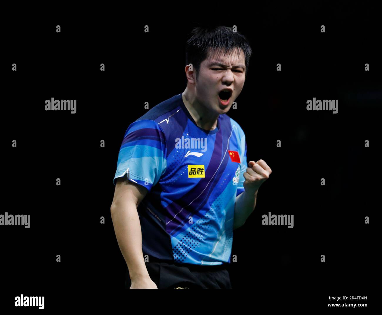 Durban, South Africa. 27th May, 2023. Fan Zhendong of China celebrates