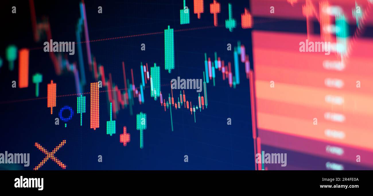Tablet computer showing stock marketing data. Stock Photo