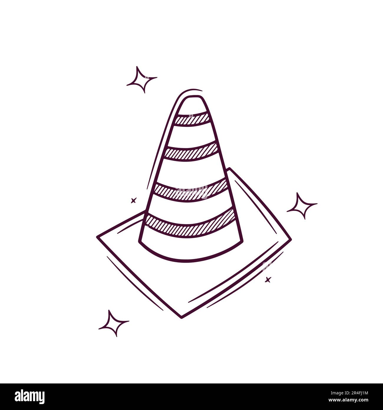 Hand Drawn Traffic Cone. Doodle Vector Sketch Illustration Stock Vector