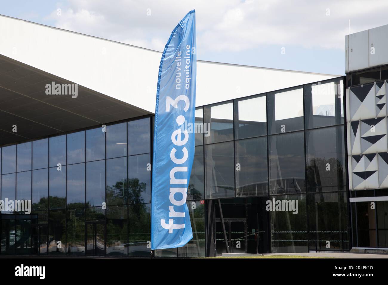 Bordeaux , Aquitaine France 05 19 2023 France 3 blue flag nouvelle
