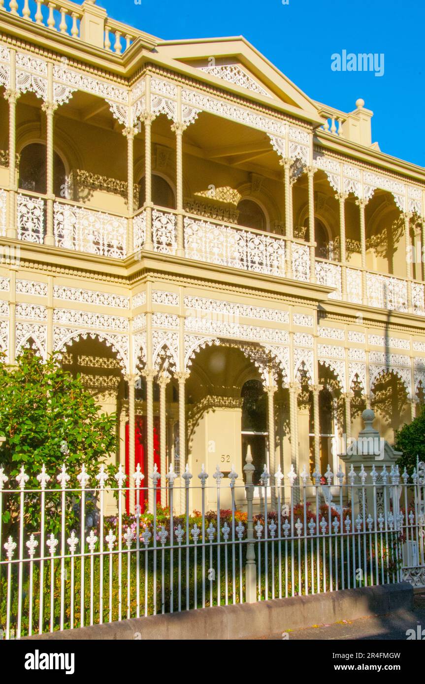 Victorianera terrace houses in Powlett Street, East Melbourne, Victoria, Australia Stock Photo