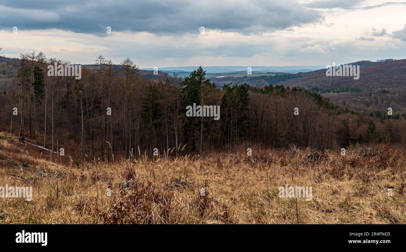 Early springtime Chruby mountains near Korycany in Czech republic Stock ...