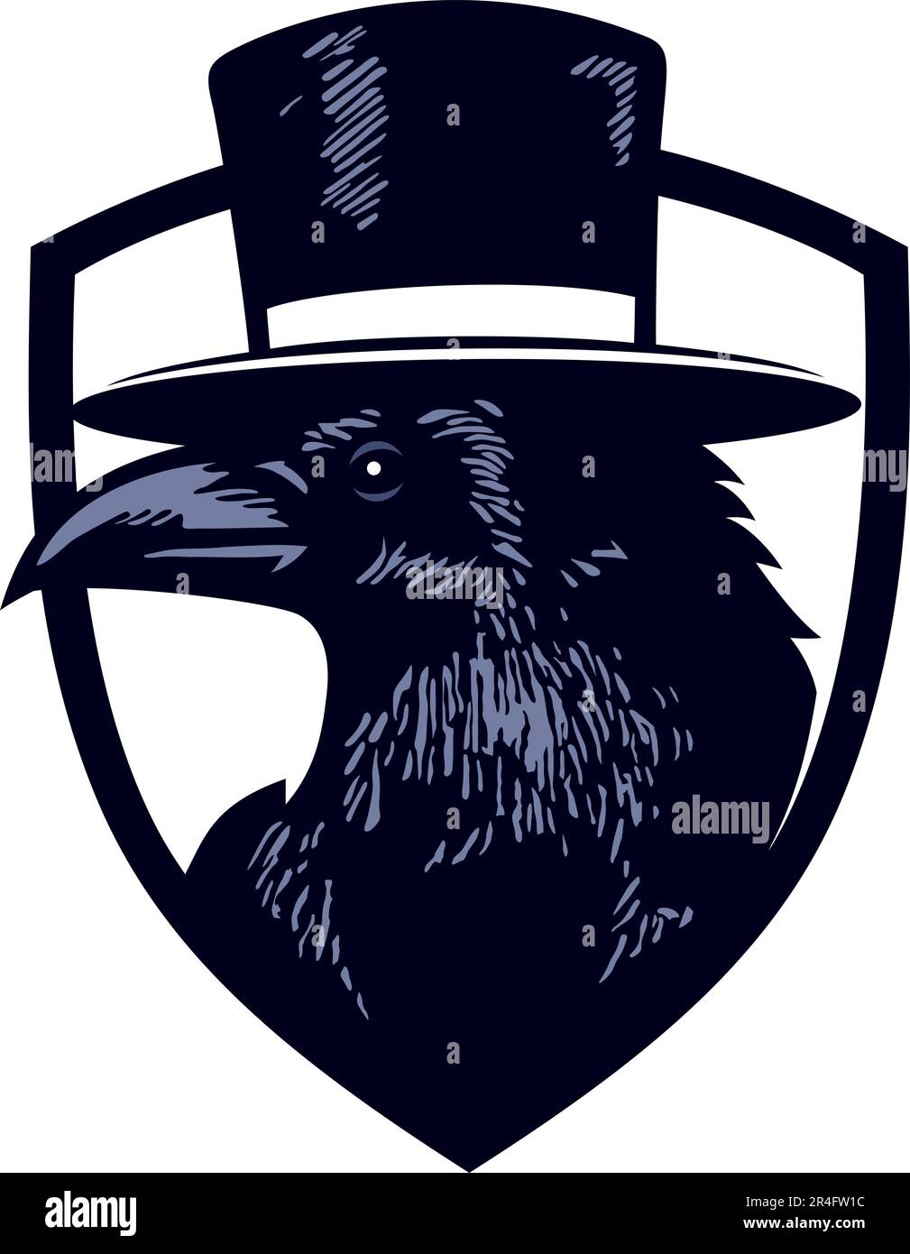 Raven Wearing Top Hat in the Shield Stock Vector Image & Art - Alamy