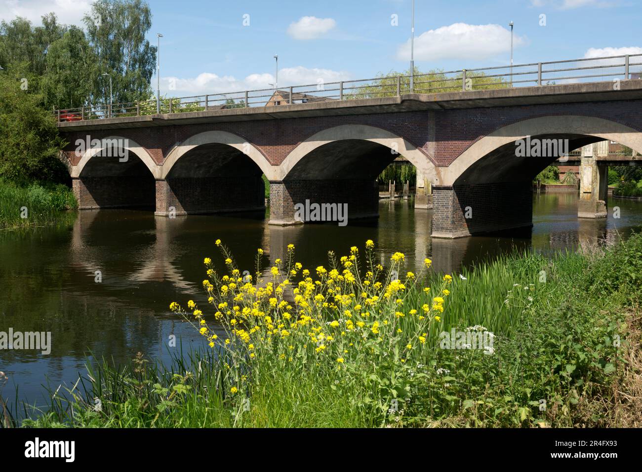 The River Avon at Seven Meadows Bridge Road, Stratford-upon-Avon, Warwickshire, UK Stock Photo