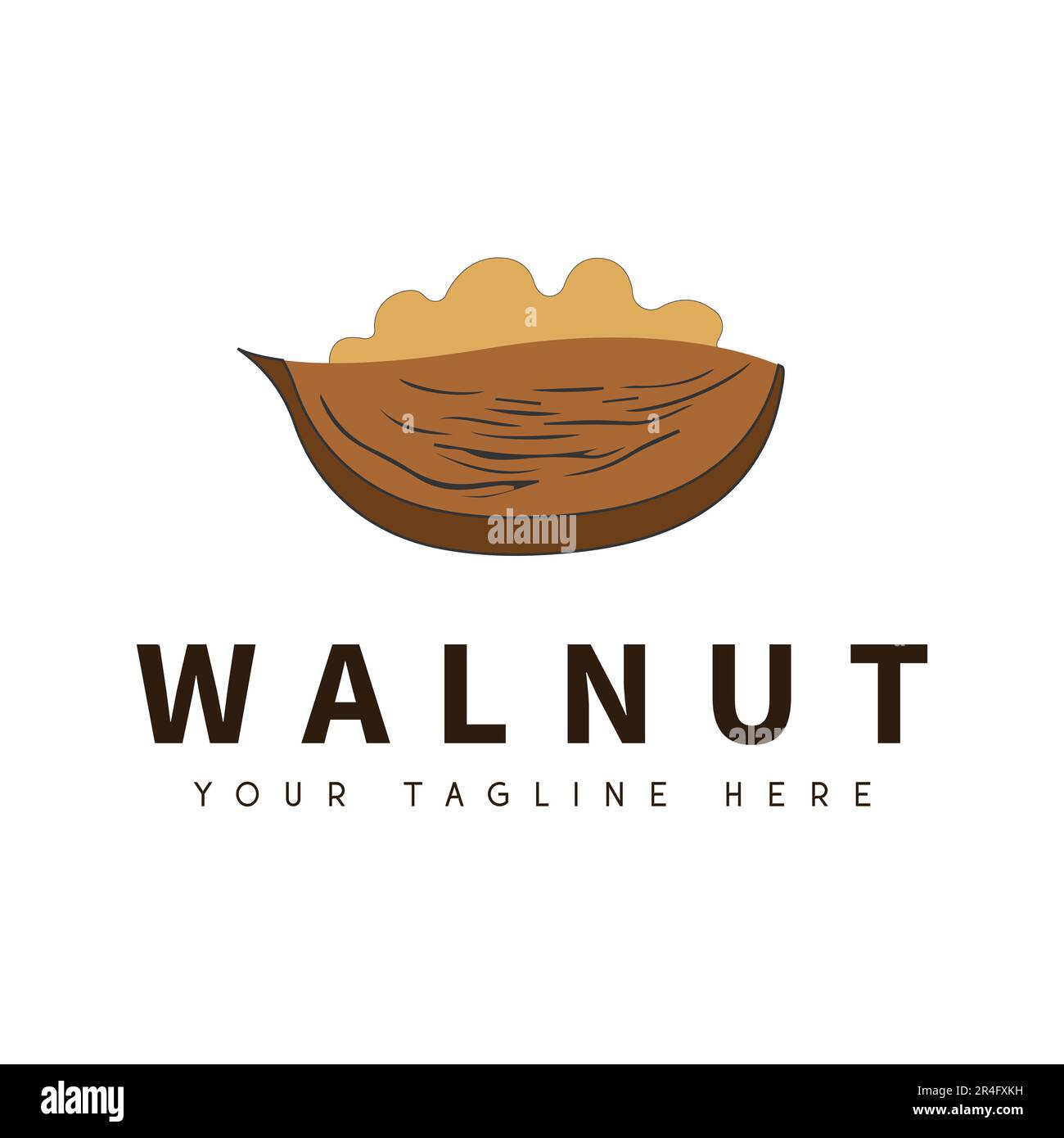 Walnut Logo Design Dry Fruit Logotype Stock Vector