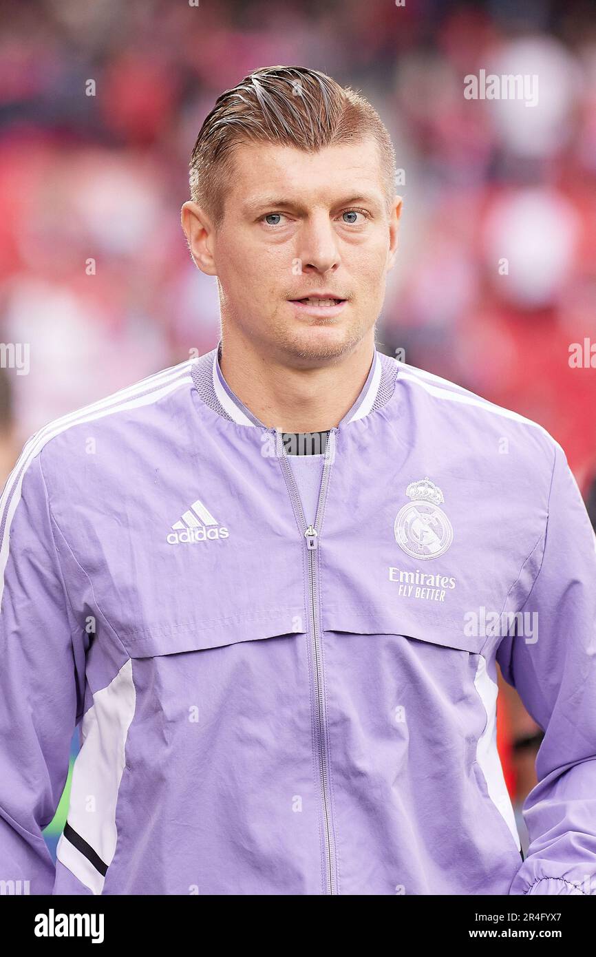 Seville, Spain. 27th May, 2023. Toni Kroos of Real Madrid seen during the LaLiga Santander match between Sevilla FC and Real Madrid at Estadio Ramon Sanchez Pizjuan in Seville. (Photo Credit: Gonzales Photo/Alamy Live News Stock Photo