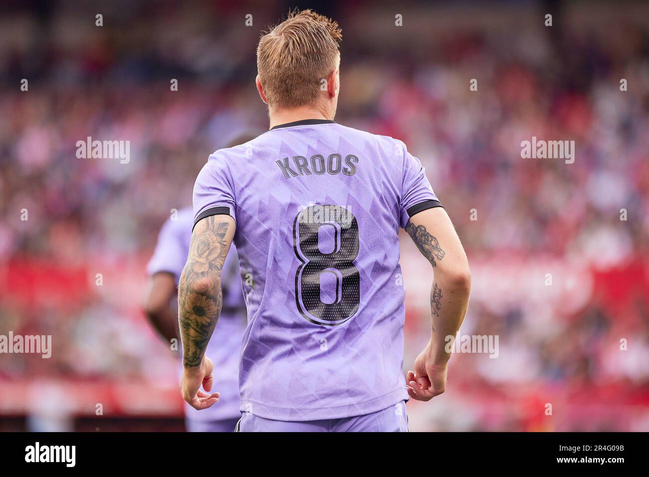 Seville, Spain. 27th May, 2023. Toni Kroos (8) of Real Madrid seen during the LaLiga Santander match between Sevilla FC and Real Madrid at Estadio Ramon Sanchez Pizjuan in Seville. (Photo Credit: Gonzales Photo/Alamy Live News Stock Photo