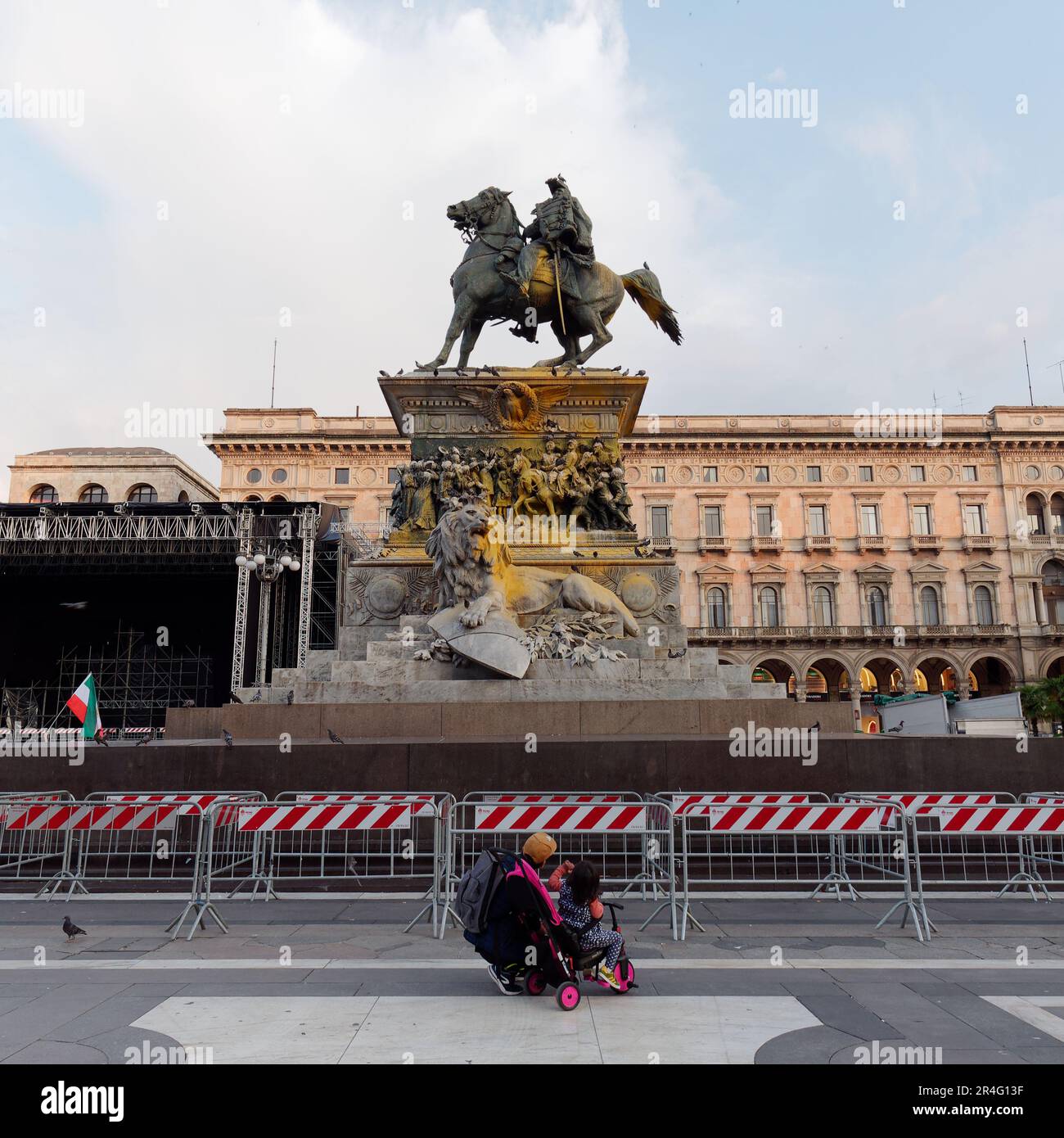 Vittorio Emanuele II equestrian statue in Piazza del Duomo, Milan, Lombardy, Italy Stock Photo