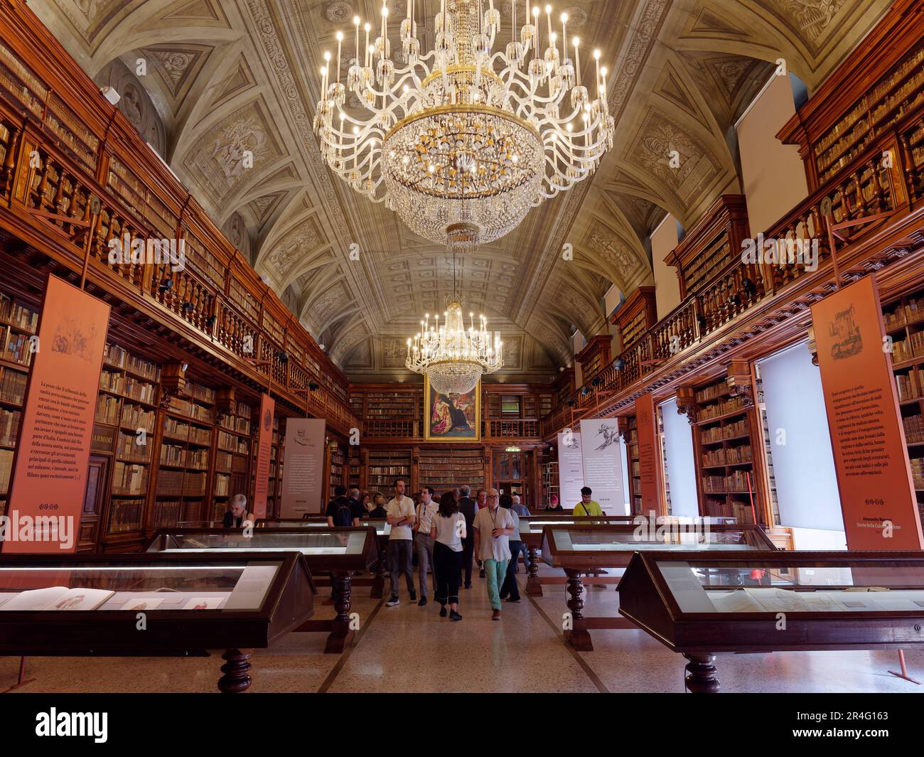 Library inside Pinacoteca di Brera (Art Gallery of Brera), district of Brera, City of Milan, Lombardy Region, Italy Stock Photo