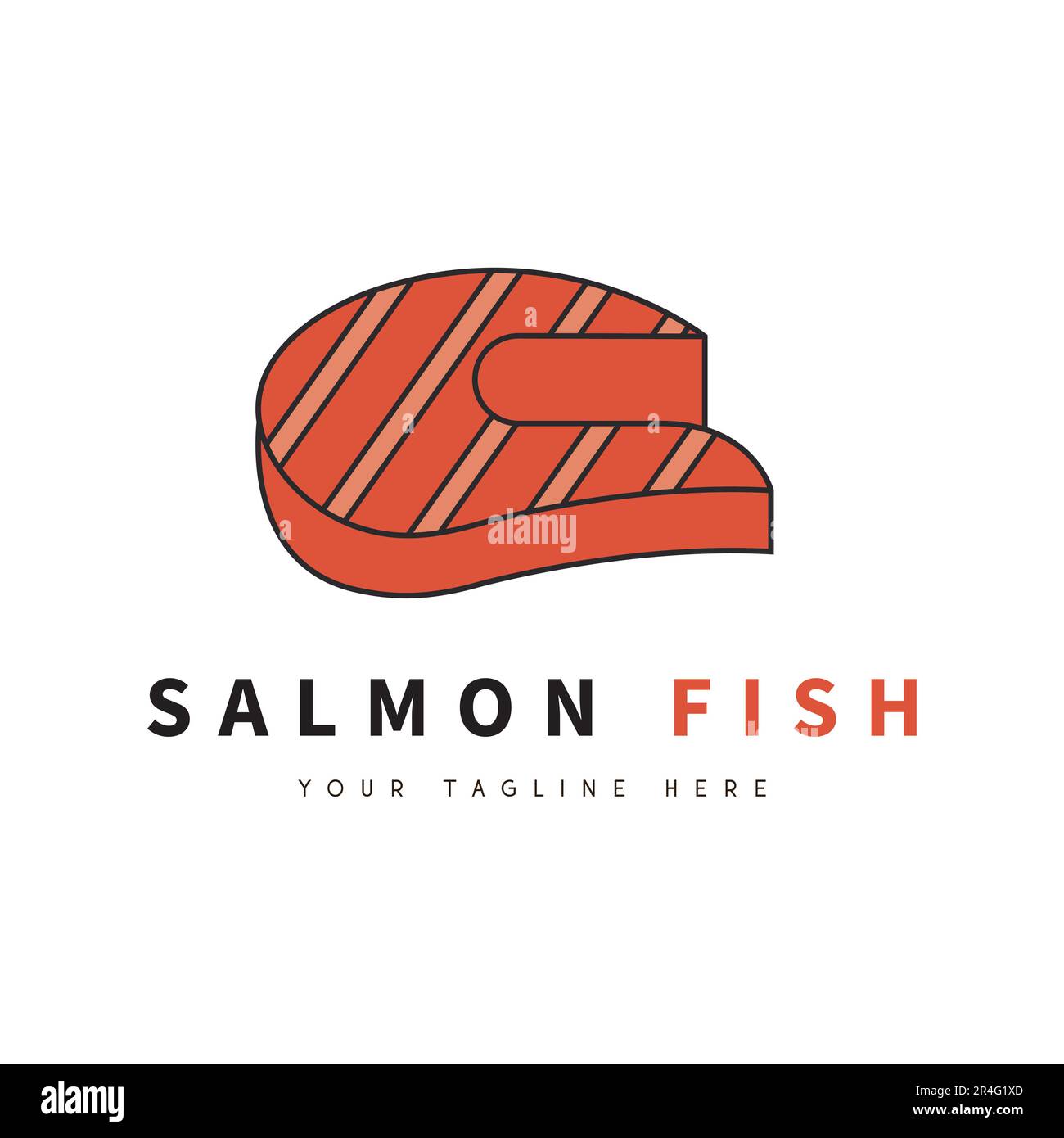Salmon Fish Logo Design Red Meat Seafood Logotype Stock Vector