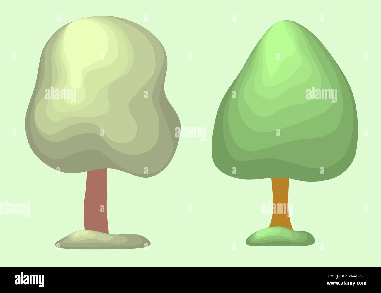Set of trees vector icons. Collection of green trees on white ...