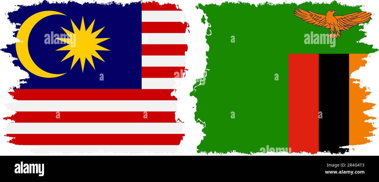 Zambia and Malaysia grunge flags connection, vector Stock Vector Image ...