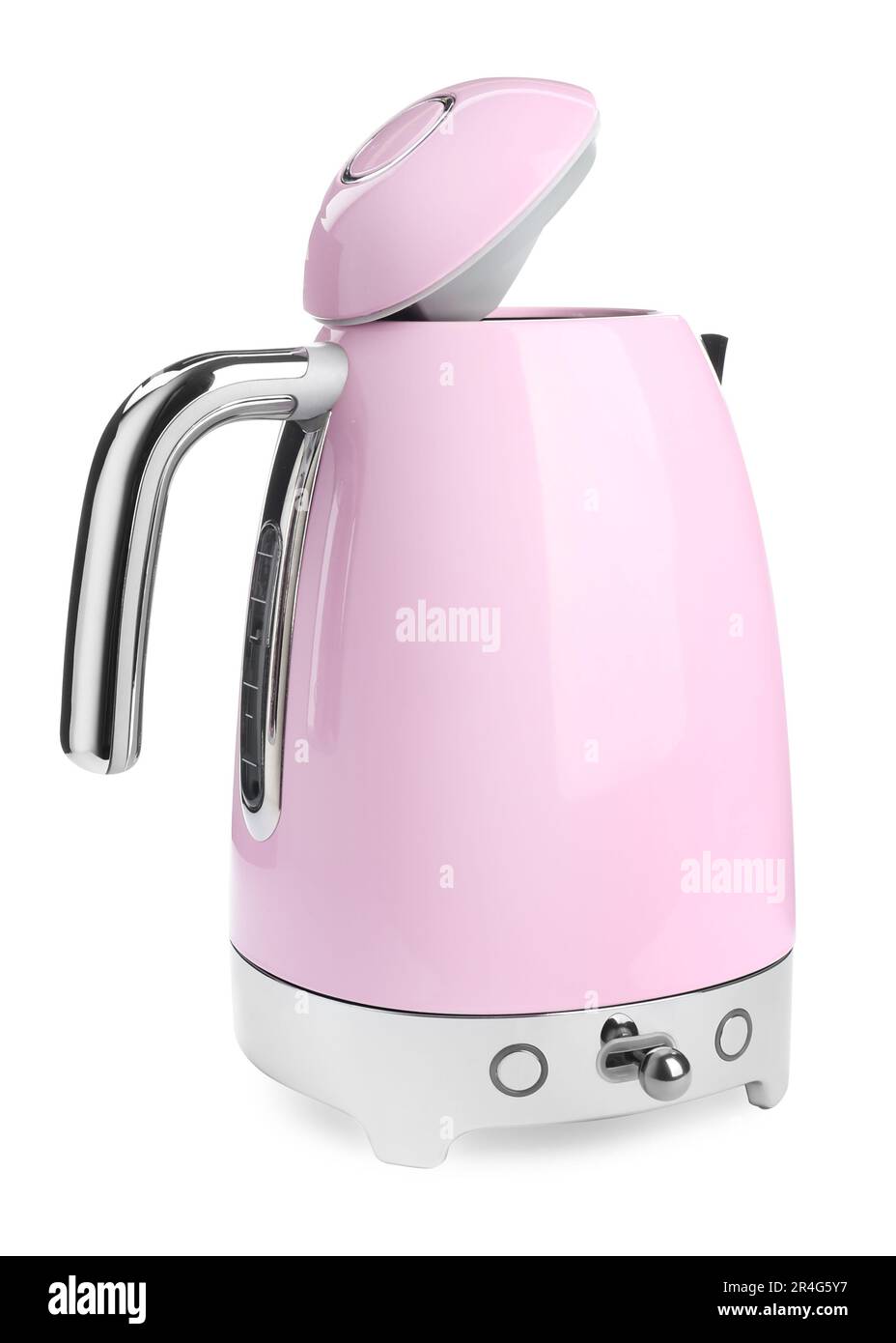Modern pink electric kettle with base isolated on white Stock Photo Alamy