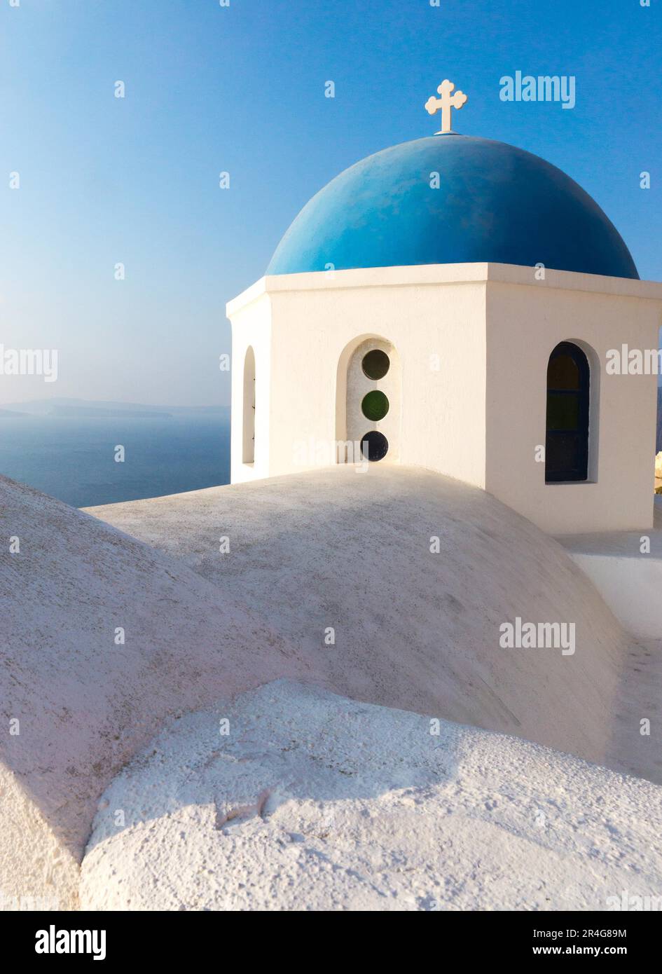 Roof and dome of a church on Santorini, Greece Stock Photo