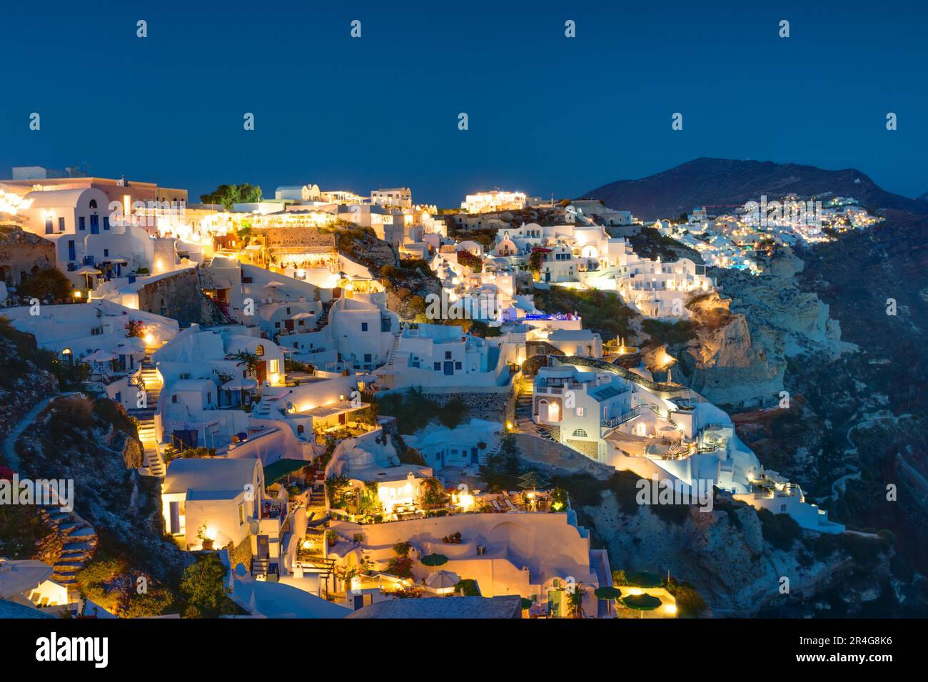 The small village of Oia on the Greek island of Santorini at night Stock Photo