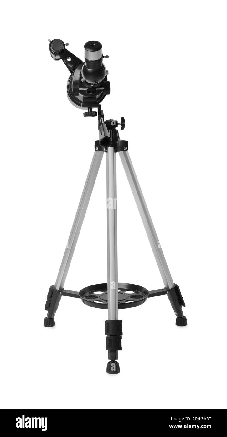 Tripod with modern telescope isolated on white Stock Photo - Alamy