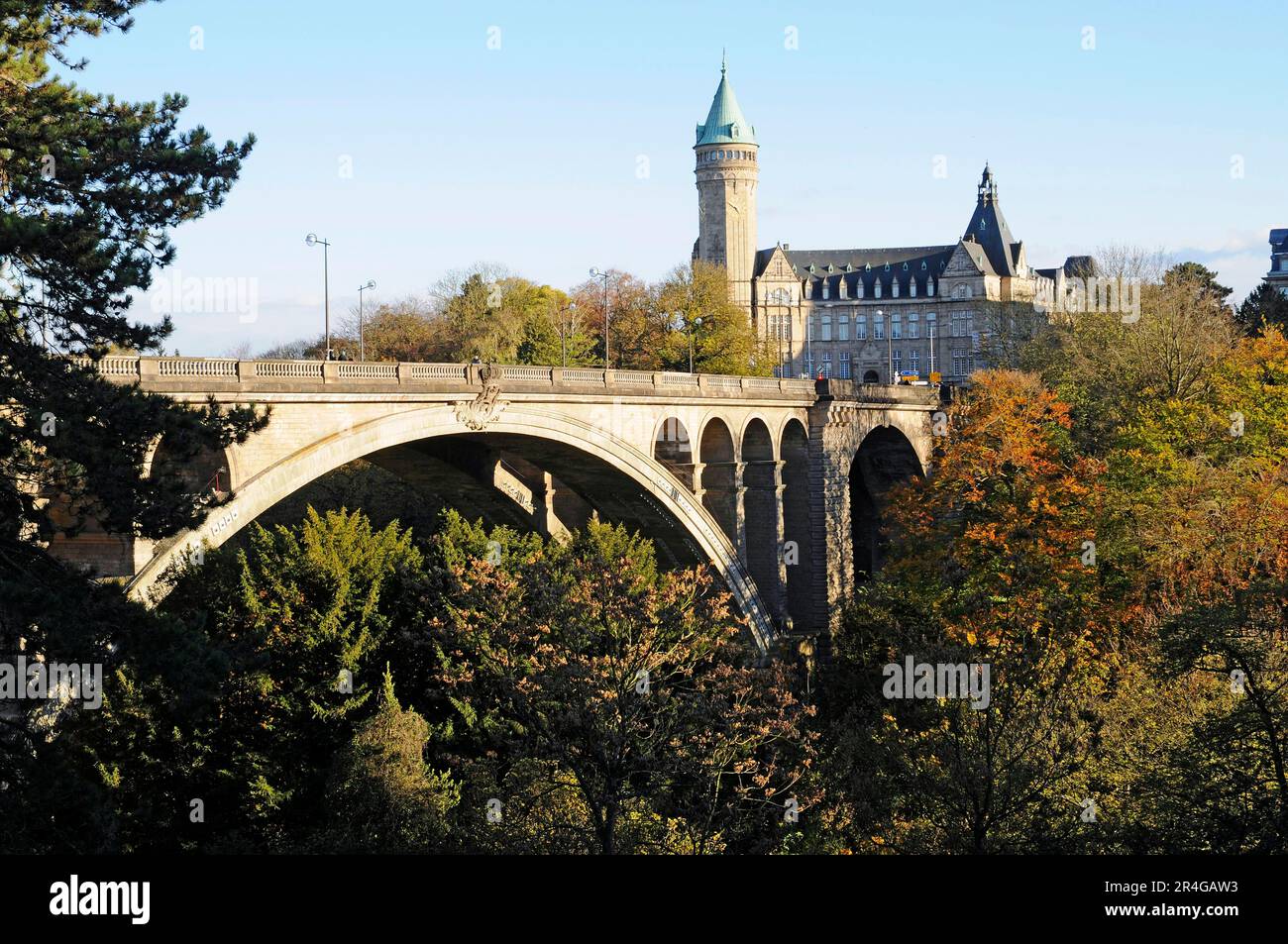 Adolphe Bridge, Petruss Valley, Petruss, Luxembourg City, Luxembourg Stock Photo