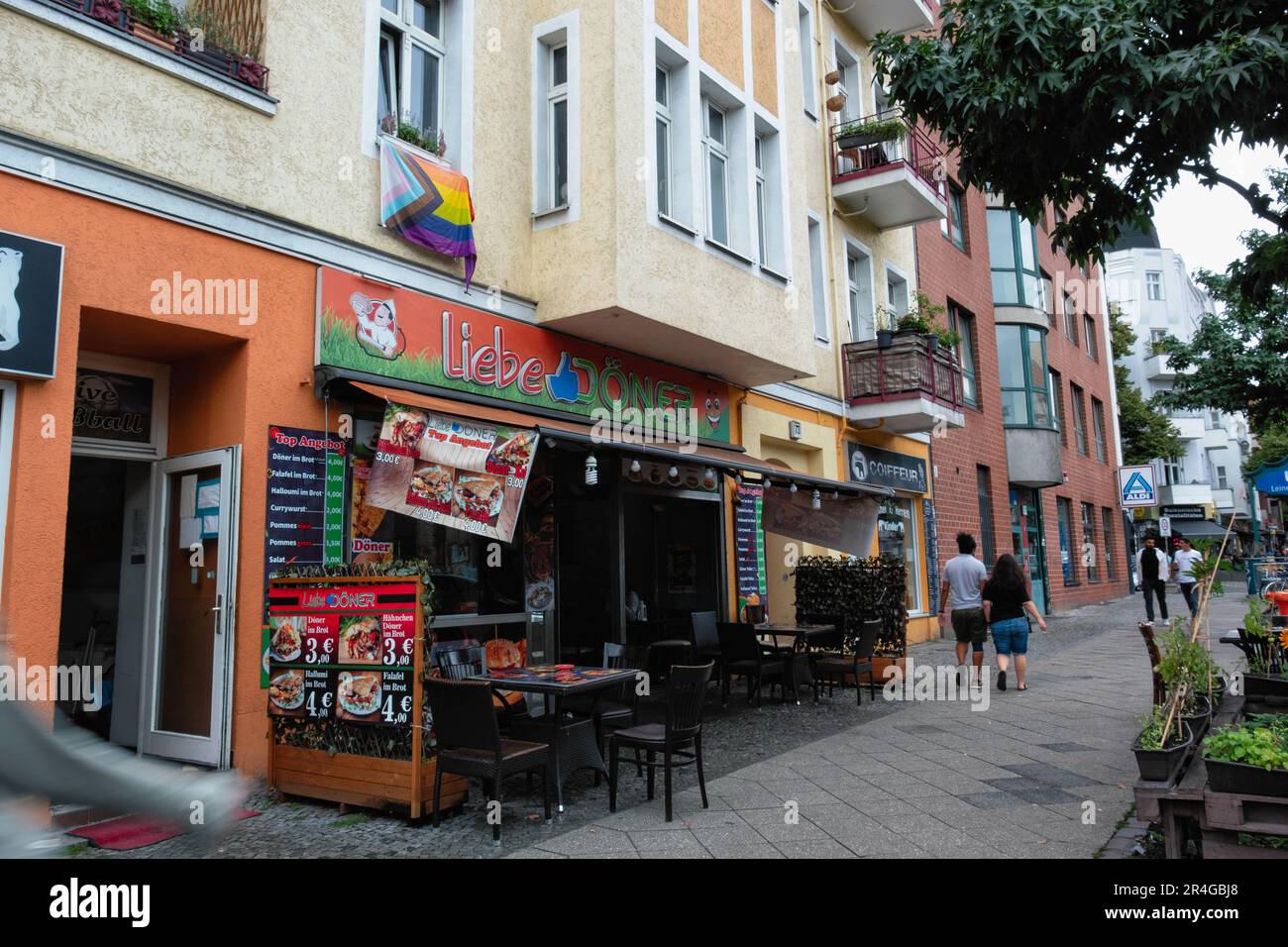 Liebe Döner, Kebab and takeawy food shop,,Hermannstrasse, Neukölln, Berlin, Germany Stock Photo