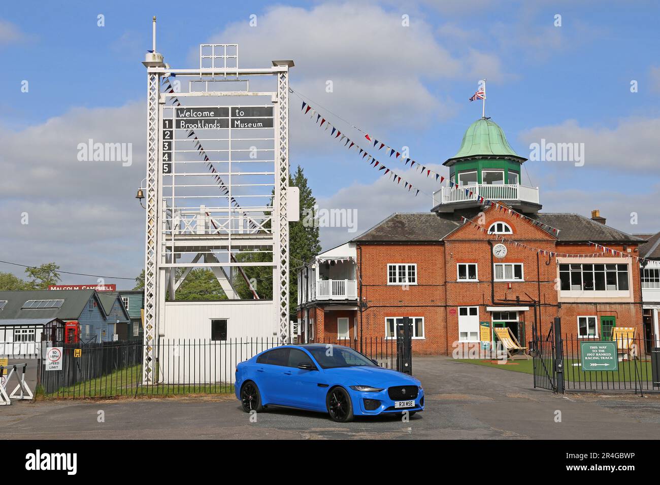 Jaguar XE Reims Edition (2020), Outer Paddock, Clubhouse, Brooklands Museum, Weybridge, Surrey, England, Great Britain, United Kingdom, UK, Europe Stock Photo