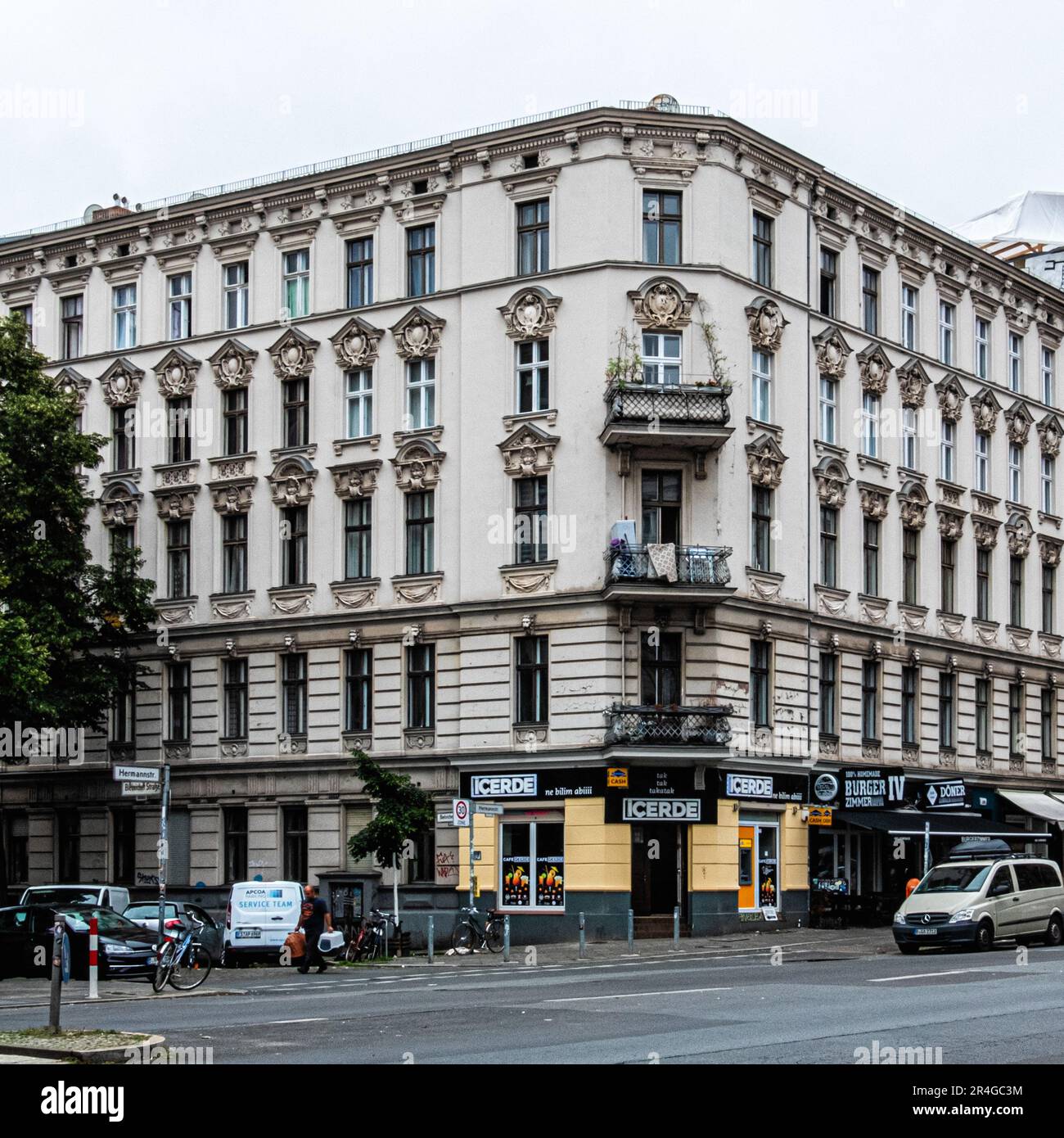 Historic old apartment building, Cnr.Biebricher str. & Hermannstr., Neukölln, Berlin, Germany Stock Photo