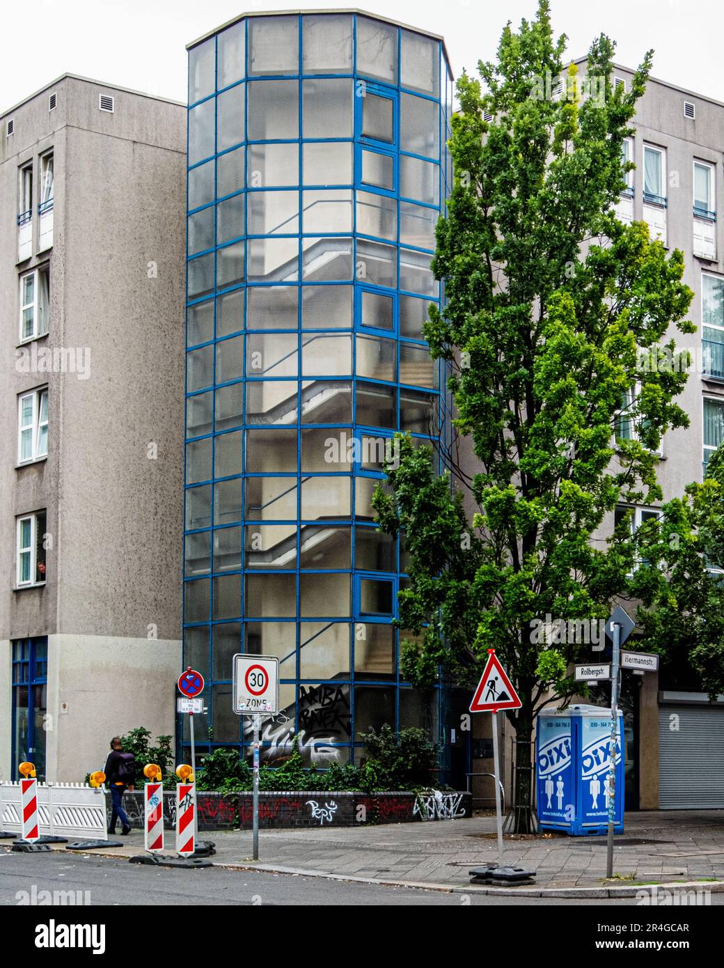 Modern building,cnr. Rollbergstrasse & Hermannstr.,Neukölln,Berlin,Germany Stock Photo