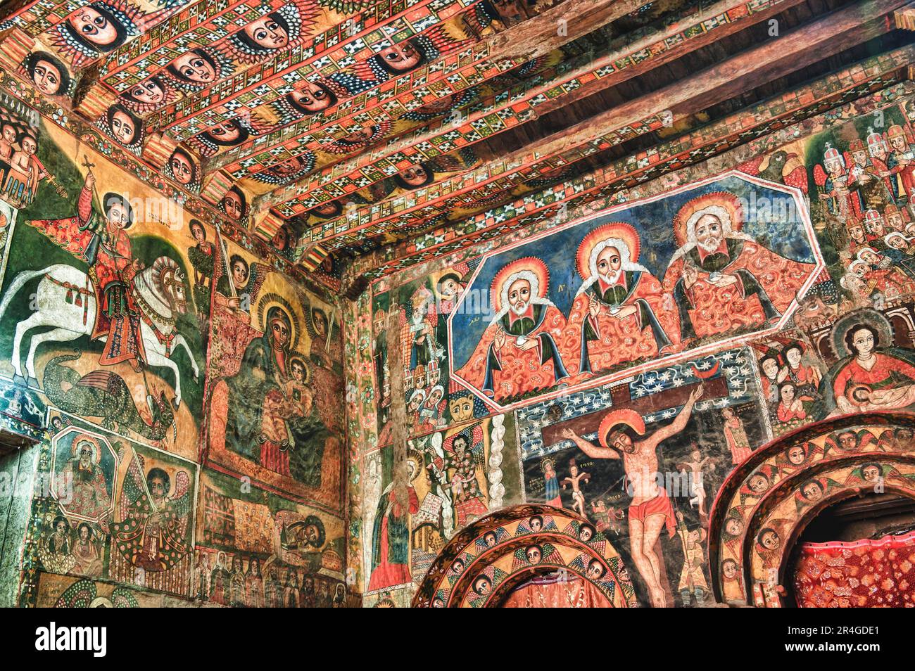 Ancient murals, mural paintings, Debre Birhan Selassie church, Gondar ...