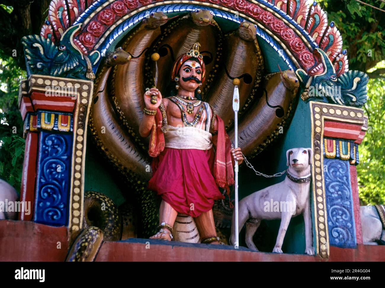 Village guardian deity with dog in Kochadai near Madurai, Tamil Nadu