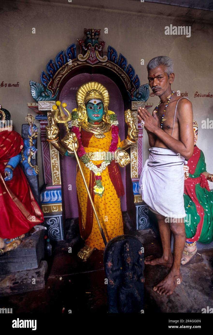 Worshipping Pechiamman, village guardian deity in Kochadai near Madurai