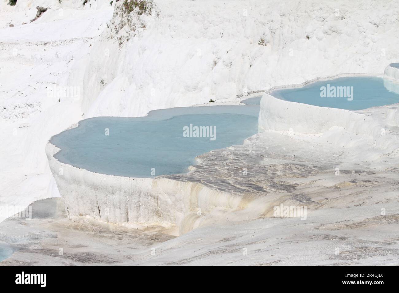 World famous Natural White Travertines in Pamukkale, Denizli, Turkey ...