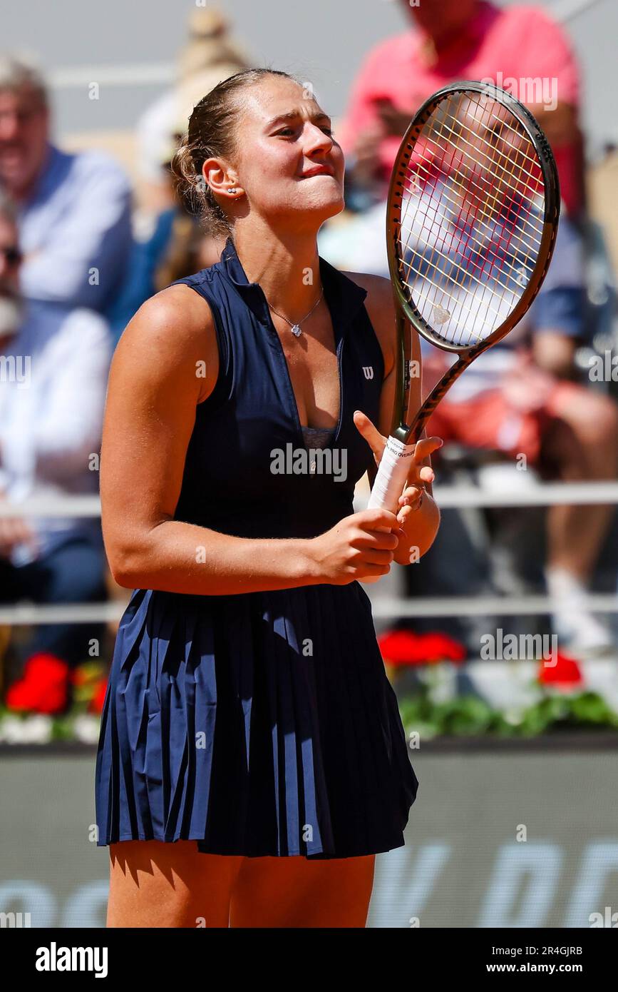 Paris, France. 28th May, 2023. Tennis player Marta Kostyuk from the ...