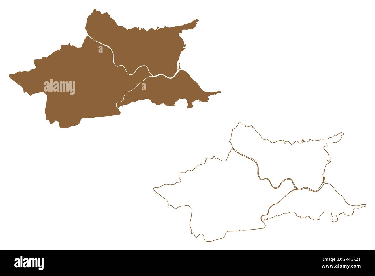 Villach city and district (Republic of Austria or Österreich, Carinthia or Kärnten state) map vector illustration, scribble sketch map Stock Vector