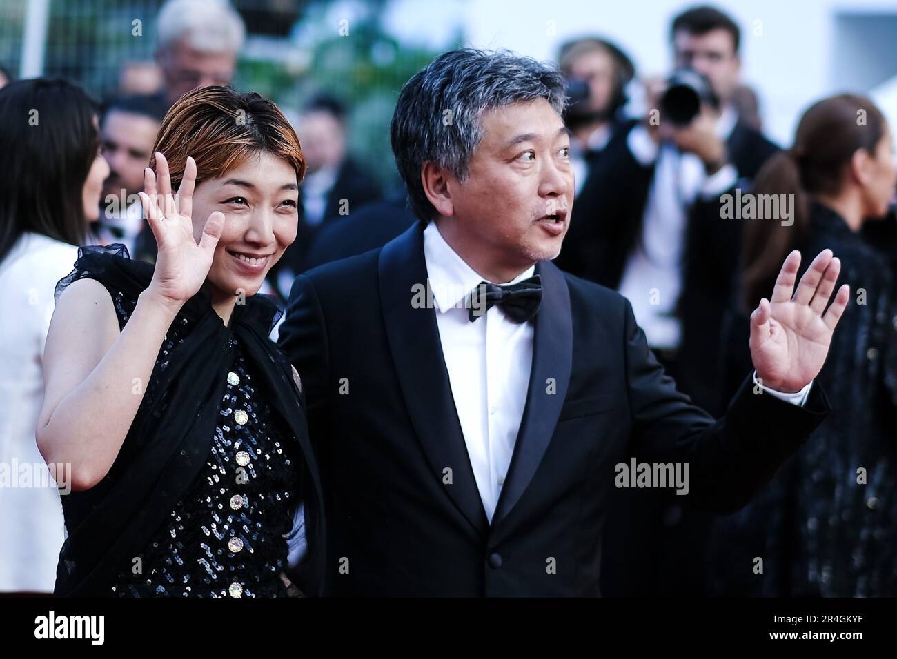 Cannes, France. 27th May, 2023. Hirokazu Koreeda and Sakura Ando photographed during the Red Carpet for the Closing Ceremony for the 76th Cannes International Film Festival at Palais des Festivals in Cannes, France on 27 May 2023. Picture by Julie Edwards/LFI/Avalon. All usages must be credited Julie Edwards/LFI/Avalon. Credit: JEP Celebrity Photos/Alamy Live News Stock Photo