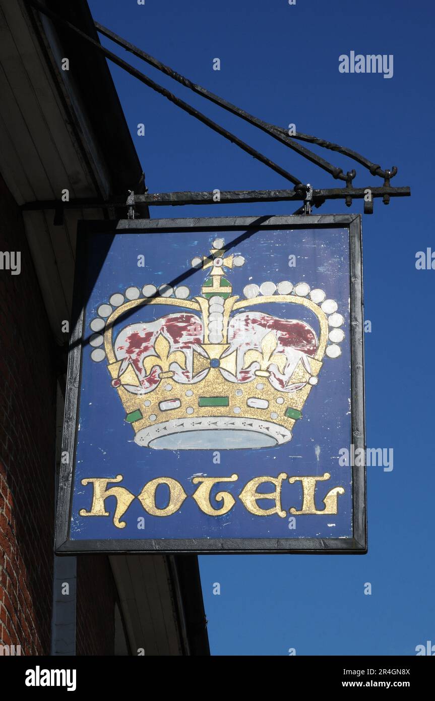 Crown Hotel sign , High Street, Amersham, Buckinghamshire Stock Photo