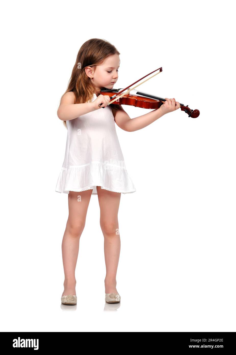 little girl with violin isolated on white background Stock Photo - Alamy