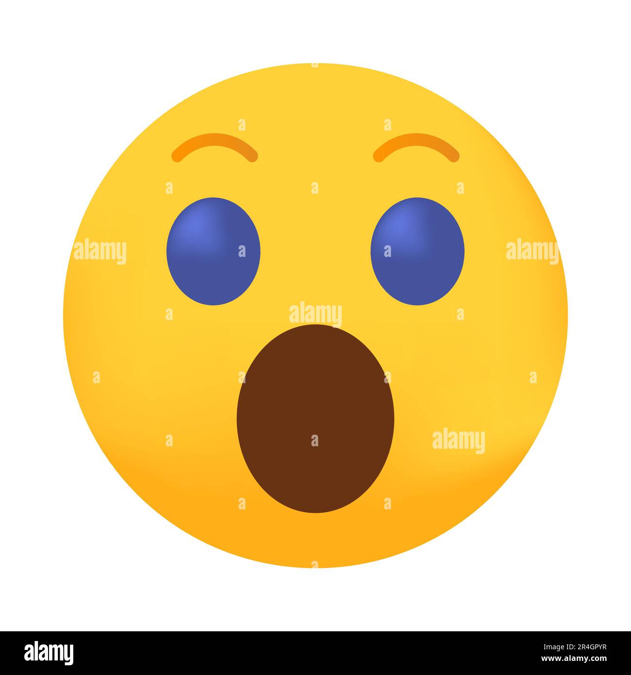 Top quality emoticon. Astonished emoji. Shocked emoticon with gasping face. Yellow face emoji. Popular element. Emoji icon from Facebook App Stock Vector