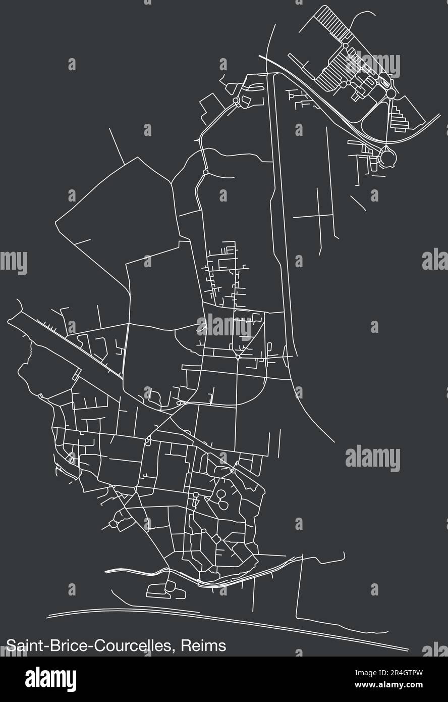 Street roads map of the SAINTBRICECOURCELLES COMMUNE, REIMS Stock