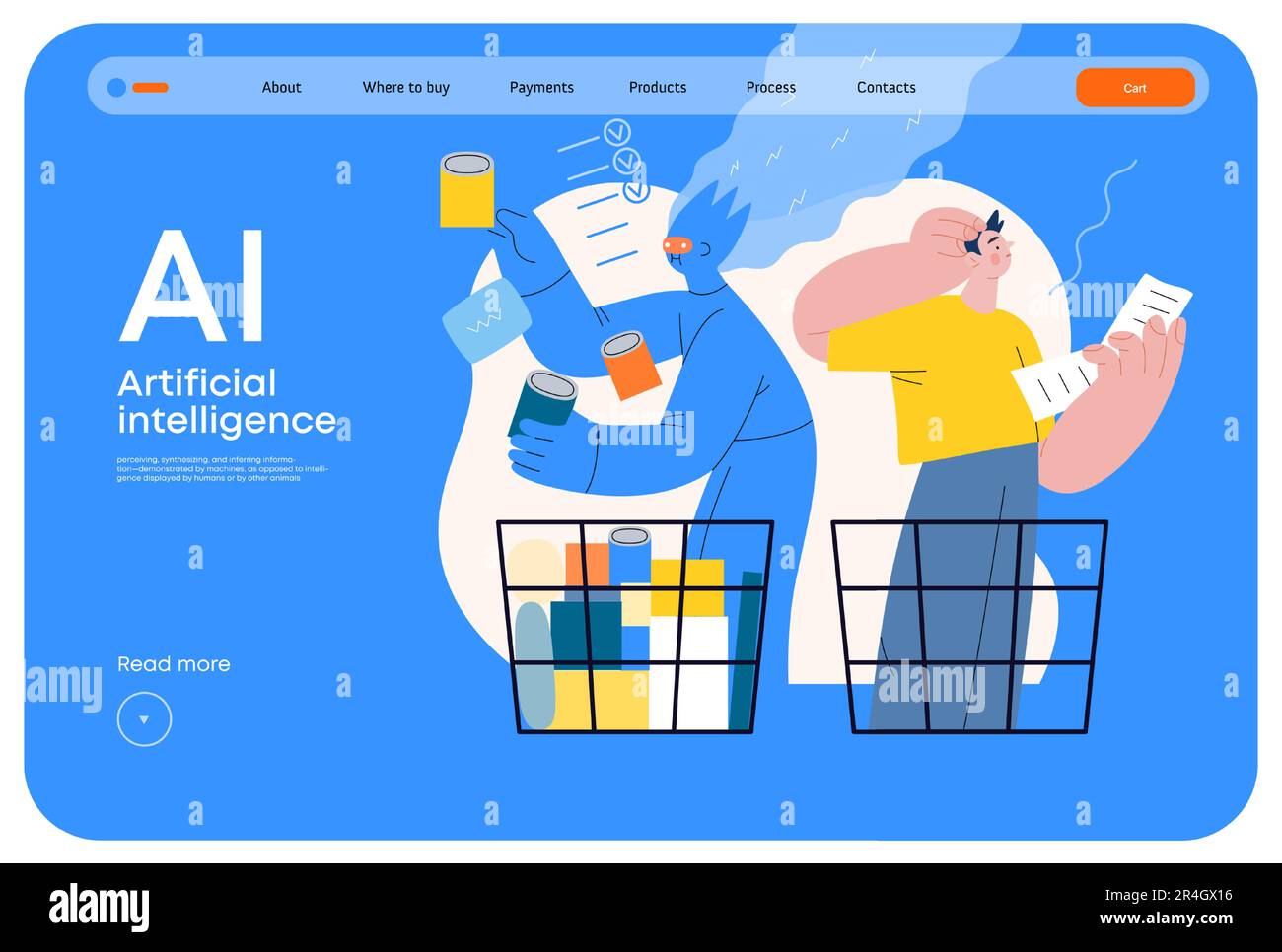 Artificial intelligence, Shopping modern flat vector concept