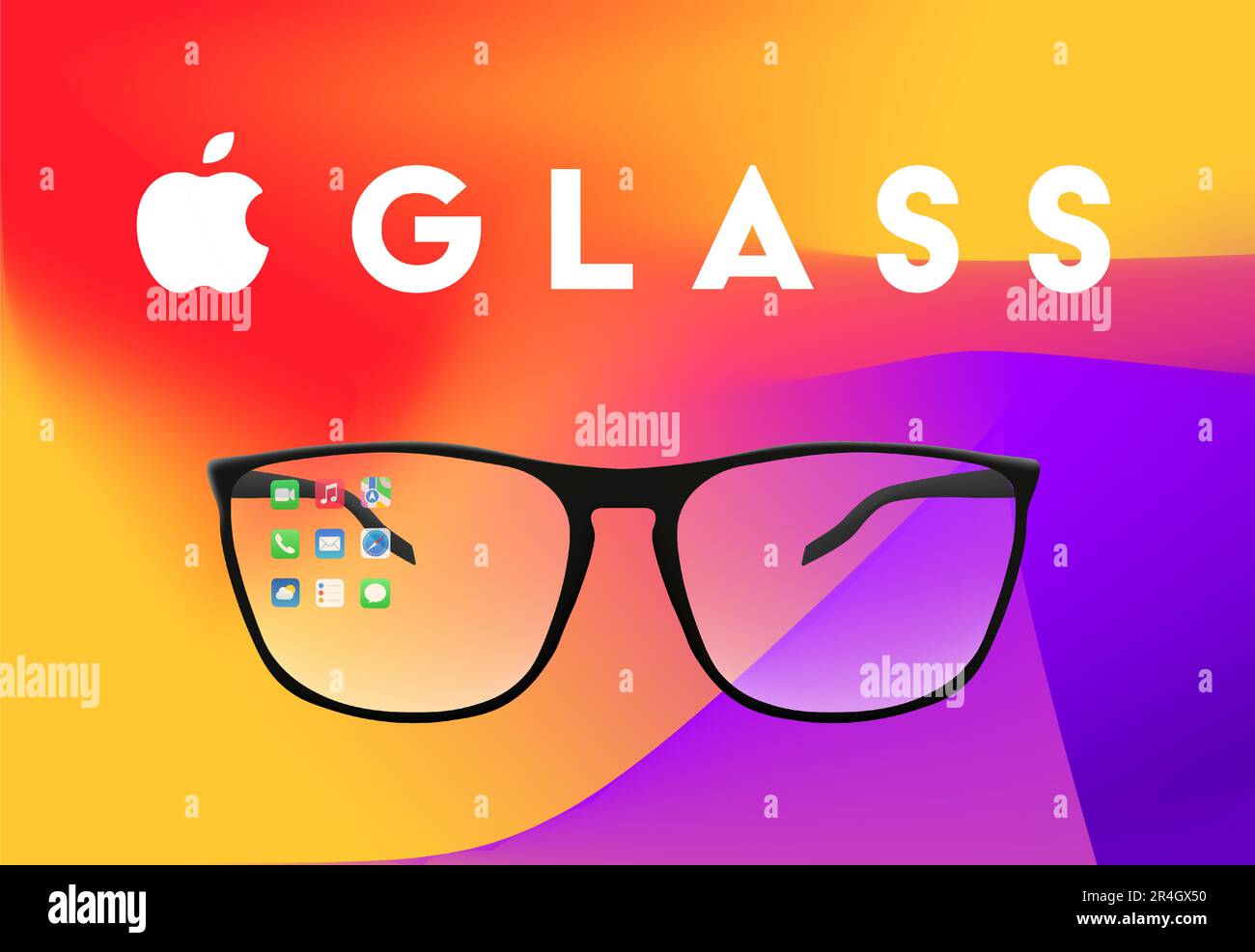 Apple glass. Realistic smart glasses from apple, macos, glasses with